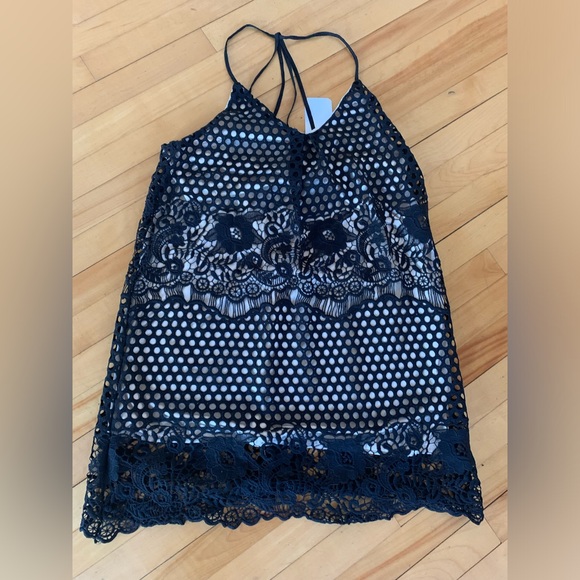 NWT stunning black (with cream lining) Lakefield and Co. strappy dress - Picture 2 of 4